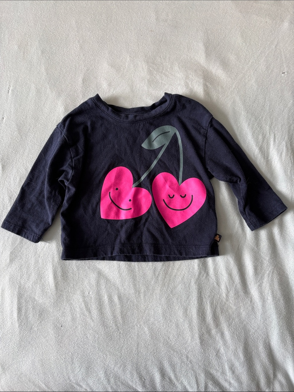 Baby Gap Navy Long-Sleeve Tee with Pink Heart Cherries